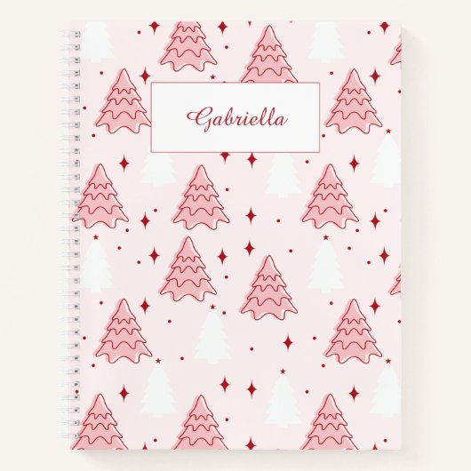 Sweet Pink Christmas Tree Spiral Notebook Notizblock (Vorderseite)