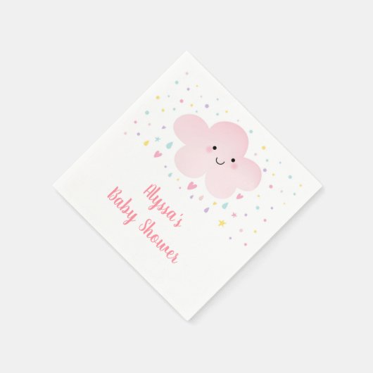 Sweet Pink Cloud Baby Sprinkle Serviette (Ecke)