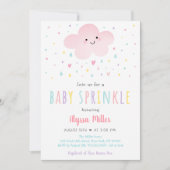 Sweet Pink Cloud Girl Baby Sprinkle Einladung (Vorderseite)