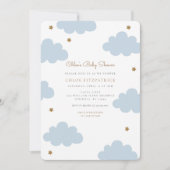 Sweet Pink Clouds Babydusche Einladung Blau (Vorderseite)