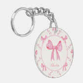 Sweet Pink Coquette Bow Acrylic Schlüsselanhänger (Vorderseite links)