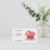 Sweet Pink Cupcake Design Visitenkarte (Stehend Vorderseite)