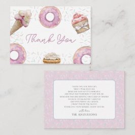 Sweet Pink Cupcake & Donut Baby Dusche Vielen Dank Mitteilungskarte