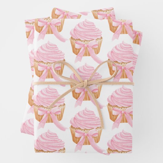 Sweet Pink Cupcake Geschenk Wrap Niedlich & feierl Geschenkpapier Set (Beispiel)