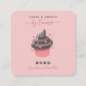 Sweet Pink Cupcake Modern Baker Social Media Star Quadratische Visitenkarte (Vorderseite)
