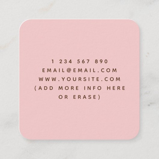 Sweet Pink Cupcake Modern Baker Social Media Star Quadratische Visitenkarte (Rückseite)