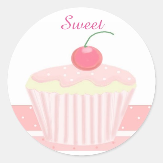 Sweet Pink Cupcake Runder Aufkleber (Vorderseite)