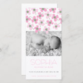 Sweet Pink Daisies Baby Girl Geburtsankündigung Ankündigung (Vorne/Hinten)