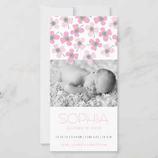 Sweet Pink Daisies Baby Girl Geburtsankündigung Ankündigung