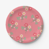 Sweet Pink Daisy Bouquet Retro Muster Pappteller (Vorderseite)
