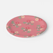 Sweet Pink Daisy Bouquet Retro Muster Pappteller (Schrägansicht)