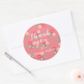 Sweet Pink Daisy Bouquet Retro Muster Runder Aufkleber (Umschlag)