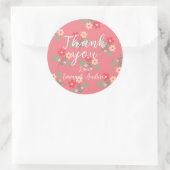 Sweet Pink Daisy Bouquet Retro Muster Runder Aufkleber (Tasche)