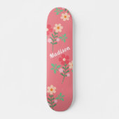 Sweet Pink Daisy Bouquet Retro Muster Skateboard (Vorne)