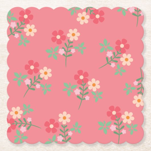 Sweet Pink Daisy Bouquet Retro Muster Untersetzer (Vorderseite)