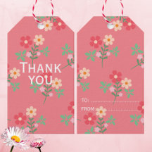 Sweet Pink Daisy Bouquet Retro Muster Vielen Dank