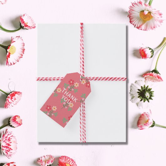 Sweet Pink Daisy Bouquet Retro Muster Vielen Dank Geschenkanhänger