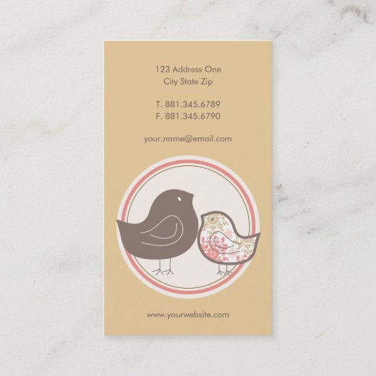 Sweet Pink Damask Chicks Polka Dots Whimsical Visitenkarte (Rückseite)