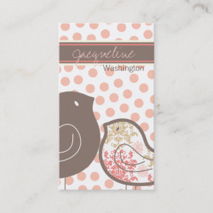 Sweet Pink Damask Chicks Polka Dots Whimsical Visitenkarte