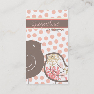 Sweet Pink Damask Chicks Polka Dots Whimsical Visitenkarte