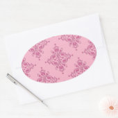 Sweet Pink Damask Ovaler Aufkleber (Umschlag)