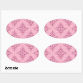 Sweet Pink Damask Ovaler Aufkleber (Blatt)