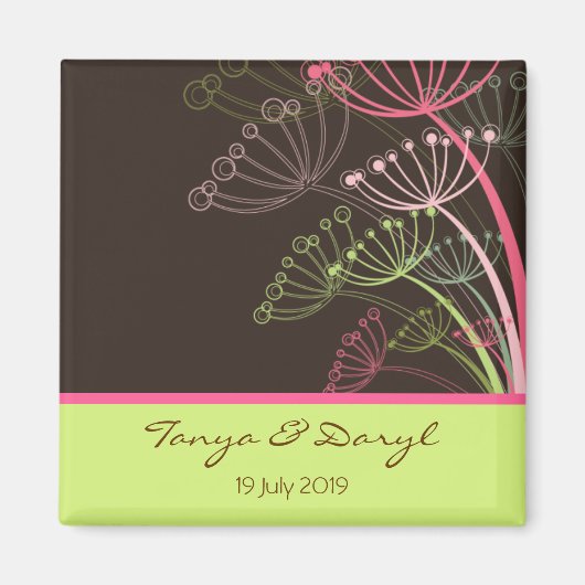 Sweet Pink Dandelion Blume Save the Date blass Magnet (Vorne)