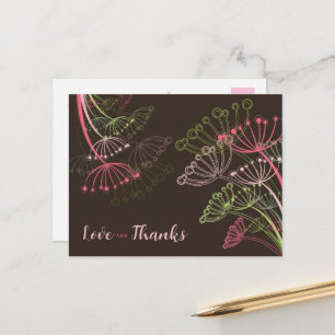 Sweet Pink Dandelions Blume Chic Liebe & Danke Postkarte