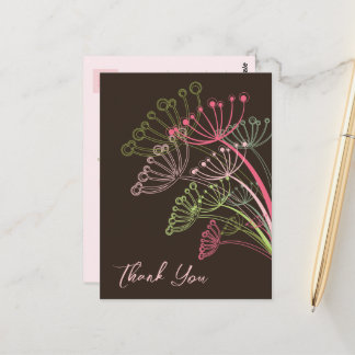 Sweet Pink Dandelions Blume Whimsical Vielen Dank Postkarte