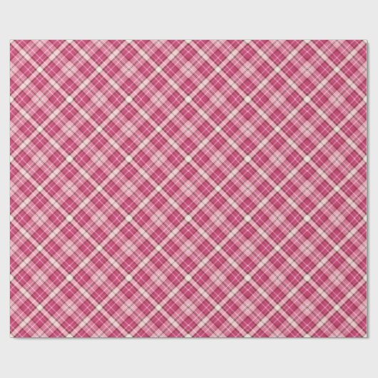 Sweet Pink Diagonal Gingham Kariertes Muster Geschenkpapier (Flach)