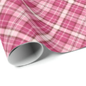 Sweet Pink Diagonal Gingham Kariertes Muster Geschenkpapier (Rolleneckpunkt)