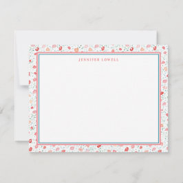 Sweet Pink Ditsy Floral Personal Stationery Mitteilungskarte