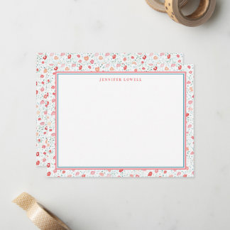 Sweet Pink Ditsy Floral Personal Stationery Mitteilungskarte