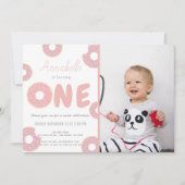 Sweet Pink Donut Girl Foto 1. Geburtstag Einladung (Vorderseite)