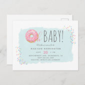 Sweet Pink Donut Sprinkle Modern Oh Babydusche Einladungspostkarte (Vorne/Hinten)