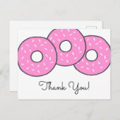 Sweet Pink Donuts Kinderdusche Sprinkle Vielen Dan Einladungspostkarte (Vorne/Hinten)