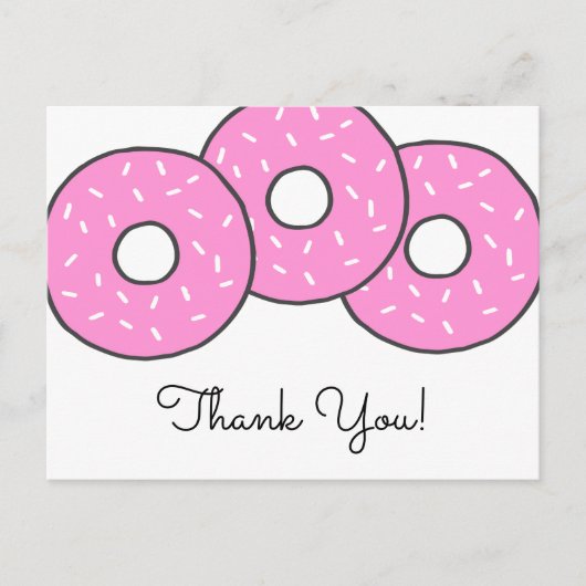 Sweet Pink Donuts Kinderdusche Sprinkle Vielen Dan Einladungspostkarte (Vorderseite)