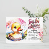 Sweet Pink Duck Baby Duck Einladung (Stehend Vorderseite)
