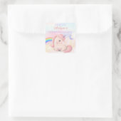 Sweet Pink Elegant Unicorn Rainbow Square Sticker (Tasche)