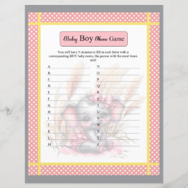 Sweet Pink Elephant Baby Boy Name Game