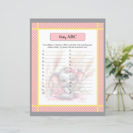 Sweet Pink Elephant - Baby Shower ABC Game