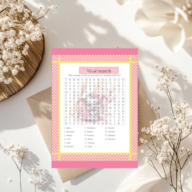 Sweet Pink Elephant - Baby Shower Word Search Game (Von Creator hochgeladen)