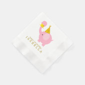Sweet Pink Elephant Birthday Party Serviette (Ecke)