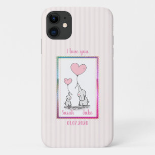 Sweet Pink Elephant Couple Case-Mate iPhone Hülle