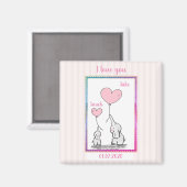 Sweet Pink Elephant Couple Magnet (Vorderseite/Rückseite)