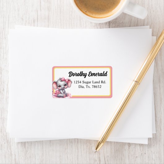 Sweet Pink Elephant - Erdnusslächeln Adressaufkleber (Insitu)