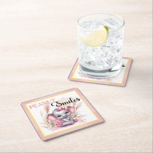 Sweet Pink Elephant - Erdnusslächeln Rechteckiger Pappuntersetzer