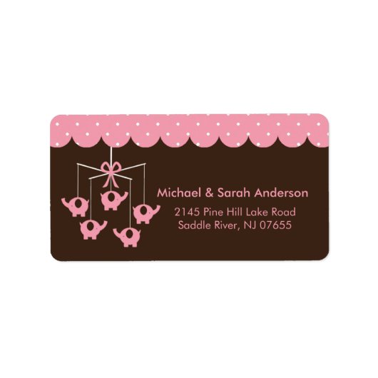 Sweet Pink Elephant Mobile Address Label Adressaufkleber (Vorne)