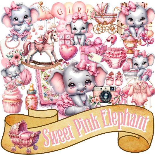 Sweet Pink Elephant - Peanut Smiles Aufkleber
