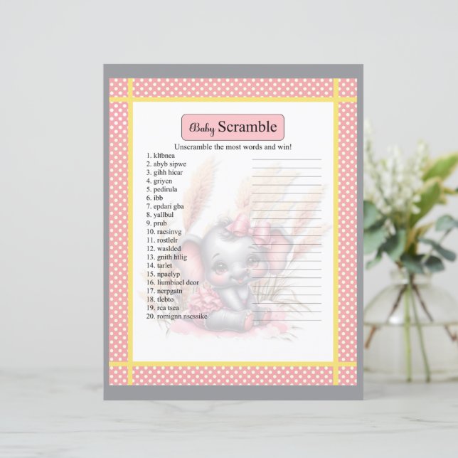 Sweet Pink Elephant Word Scramble Game (Stehend Vorderseite)